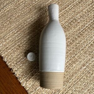 Elegant White and Tan Ceramic Vase